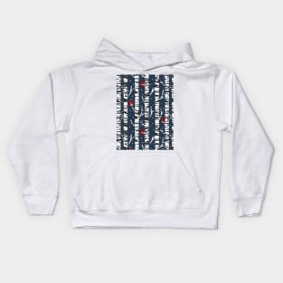 Cardinal birds on birch trees on navy Kids Hoodie